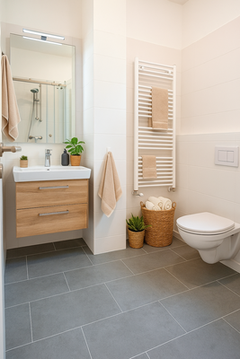 Bad mit Dusche und WC