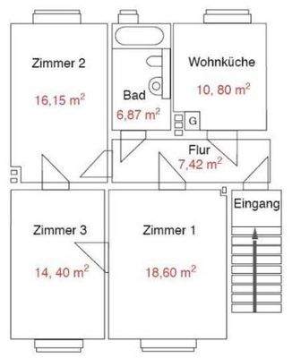 Regelgrundriss Mehrfamilienhaus, 3 ZKB