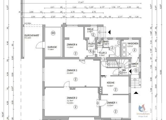 Bemaßter Plan Wohnung Nr. 2
