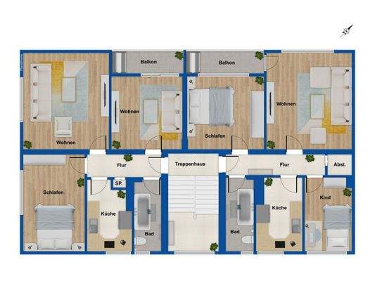 Grundriss 1. - 3. Obergeschoss