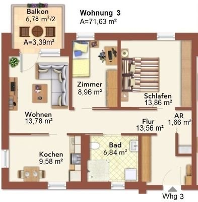 Grundriss Wohnung 3