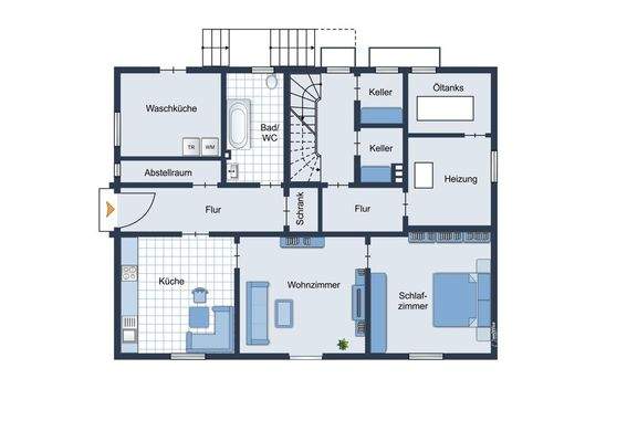 Helles Souterrain  mit Terrasse