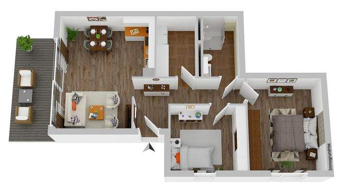 3D - Grundriss WE 1 EG