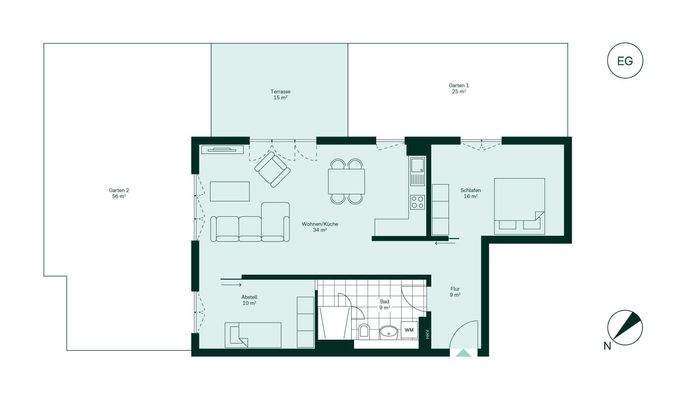 Komfortabler Grundriss