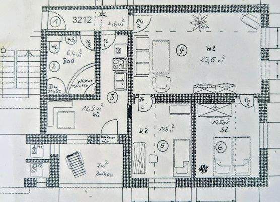 Grundriss der Wohnung im Erdgeschoss
