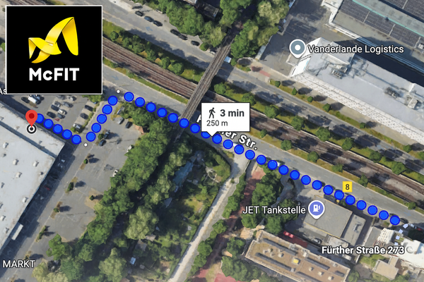 Fußweg 3 min McFit (Gym)