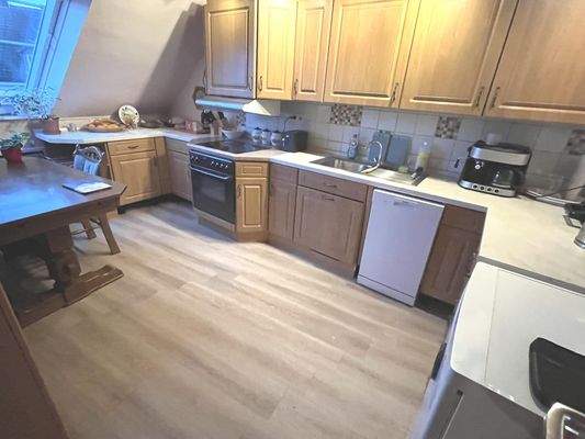 Die Küche im Dachgeschoss