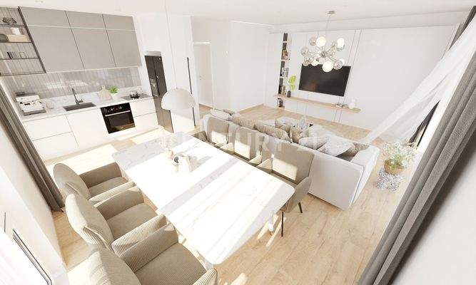 Wohn-, Ess- und Küchenbereich (visualisiert)