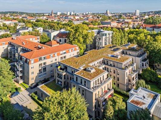 Aerial view of the historic city center