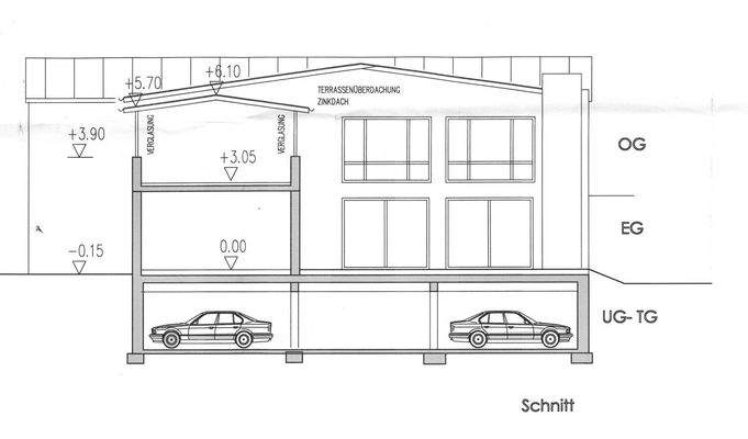 Schnitt mit Tiefgarage