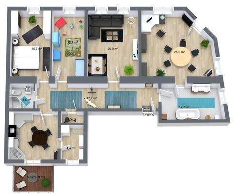 Grundriss Variante Arbeiten und Wohnen