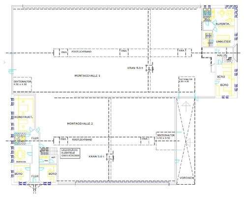 Montagehallen: ca. 400m² Büro- und ca. 2.100m²  Produktionsfläche - Baujahr 2001