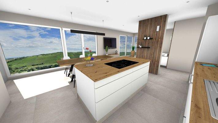 Planfoto | Küche | große Fensterfronten