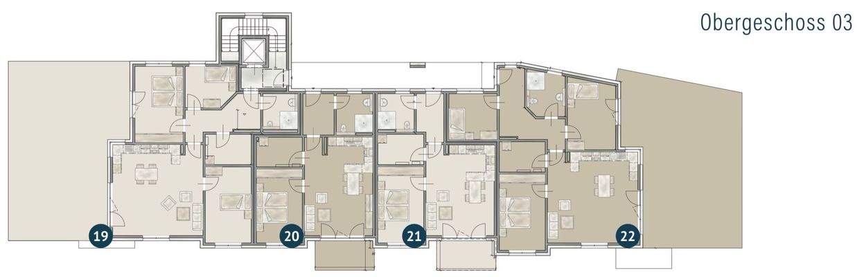 Grundriss der 4 Etage (Penthäuser)