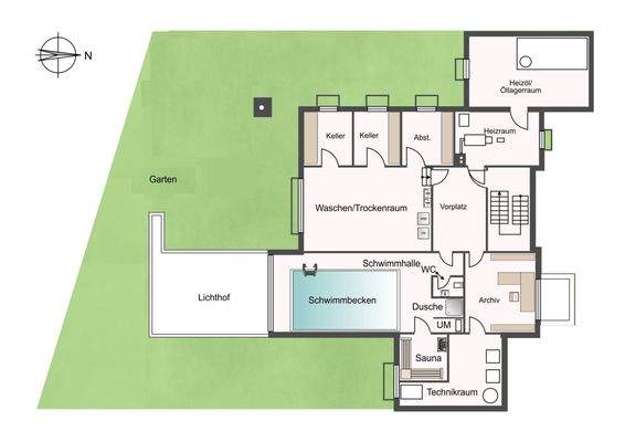Untergeschoss & eigener Garten