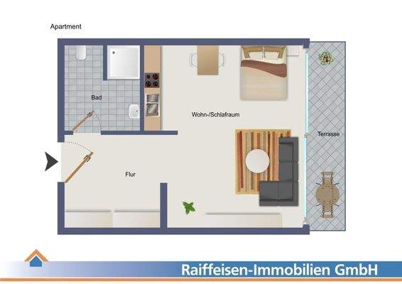Grundriss Apartment - nicht maßstabsgetreu -