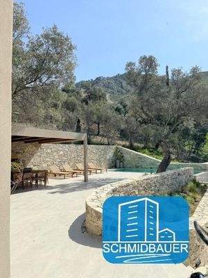 Kreta, Listaros: Moderne Villa mit Meer- und Bergblick, Gästewohnung und Pool zu verkaufen