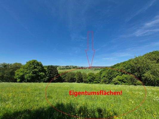 Blick auf den Ort und einige Eigentumsflächen