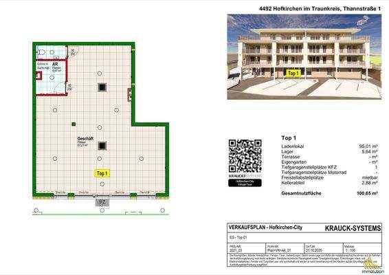 Grundriss Geschäftsfläche TOP 01