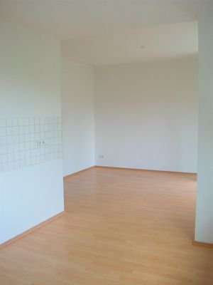 Küche - Blick ins Wohnzimmer