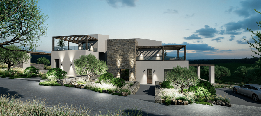 Kreta, Exantis: Neubau! Zwei luxuriöse Steinvillen mit privaten Pools zum Verkauf