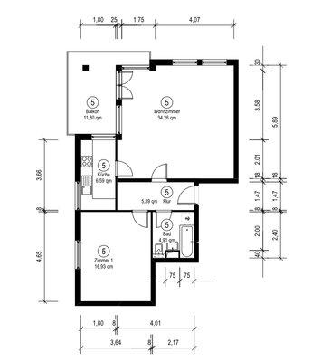 Grundriss WE 05 MS 45
