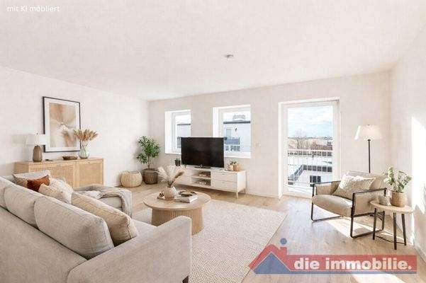 Wohnzimmer mit KI möbliert