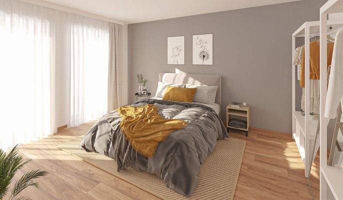 Helles und komfortables Schlafzimmer mit direktem Zugang zur Dachterrasse