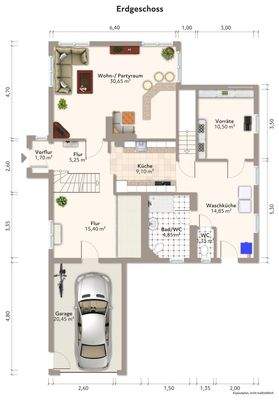 Wohnhaus EG Grundriss grob