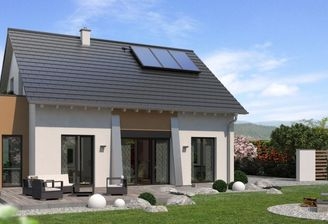 Hausansicht Garten Satteldach