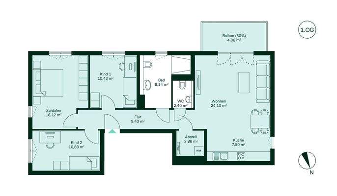 Grundriss der Eigentumswohnung WE004