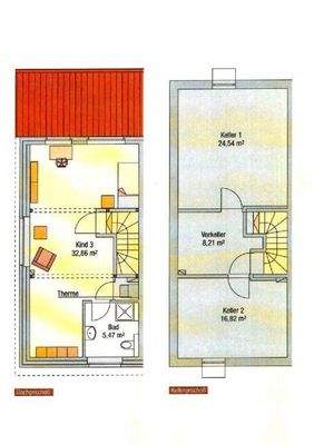 Grundriss Staffelgeschoss und Keller