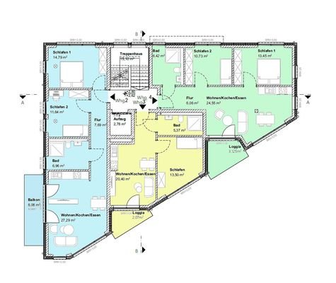 Grundriss 1. OG Wohnung 2
