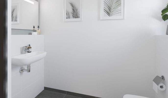 Visualisierung des Gäste-WC´s im Doppelhaus