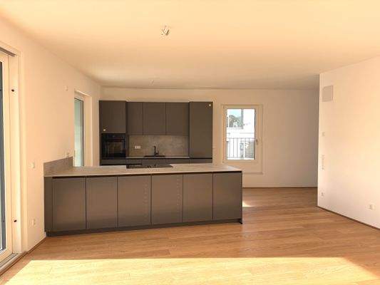 Blick auf Einbauküche