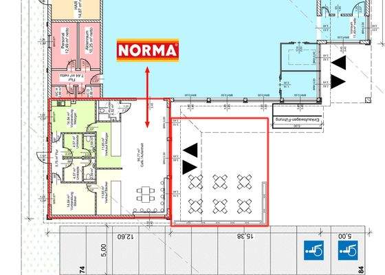 NORMA Fünfeichen Grundriss Bäcker / Metzger