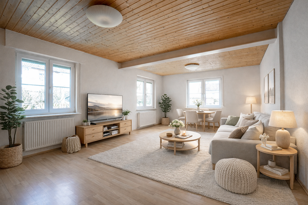 Wohnbereich Haus A Einrichtungsvorschlag (KI generiert)