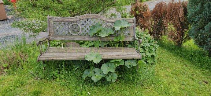 Lauschiger Sitzplatz am Ende des Grundstücks