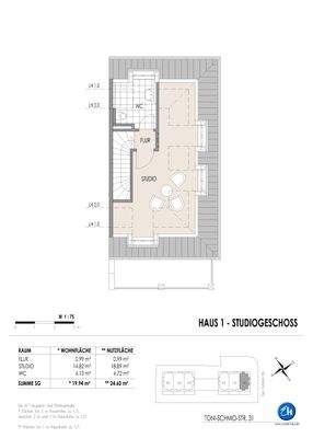 Grundriß Haus1 "Dachgeschoß" / Studio