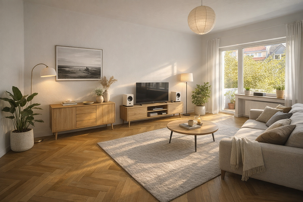 Wohnzimmer mit Balkon (visualisiert)