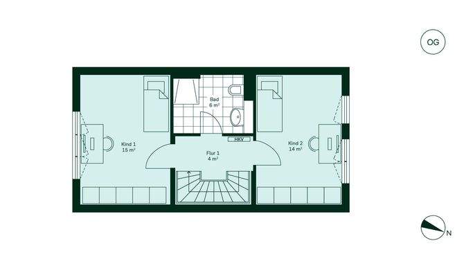 Komfortabler Grundriss im Obergeschoss