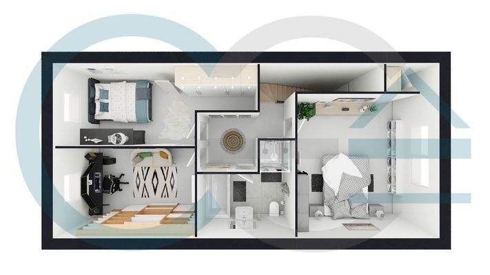 3D Grundriss Obergeschoss