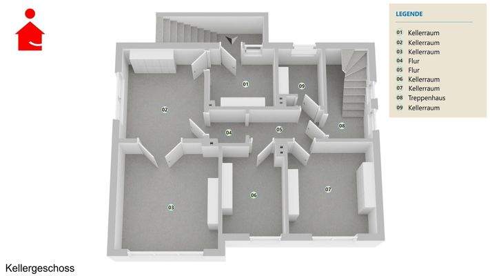 Grobe Grundrissvisualisierung Kellergeschoss