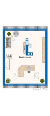 Grundriss Spitzboden mit Mustermöblierung