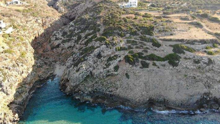 Kreta, Plaka: Erstklassiges Strandgrundstück mit Panoramablick zu verkaufen