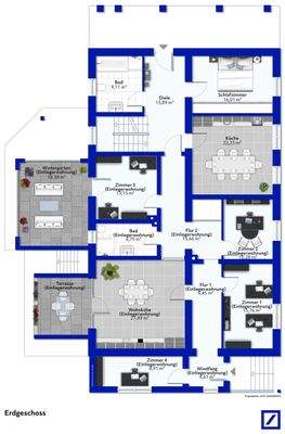 Grundriss Erdgeschoss möbliert