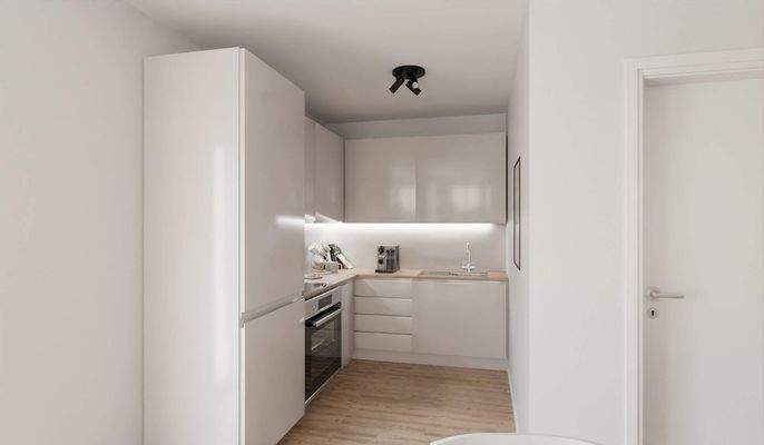 Die offene Wohnküche lädt zu gemeinsamem Kochen ei