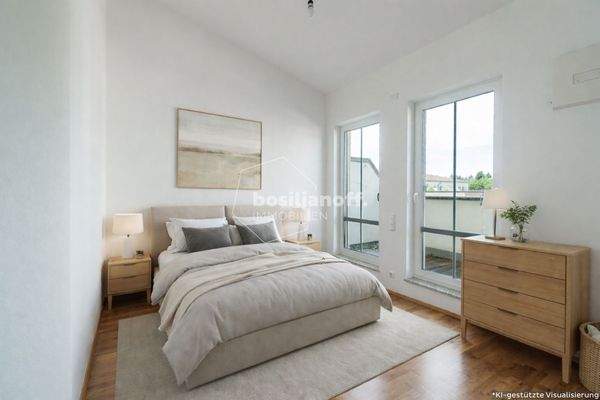 Gut geschnittenes Schlafzimmer mit Terrassenzugang