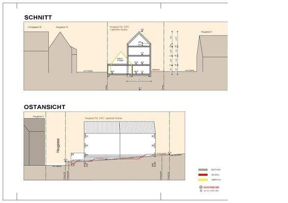 Schnitt + Ostansicht