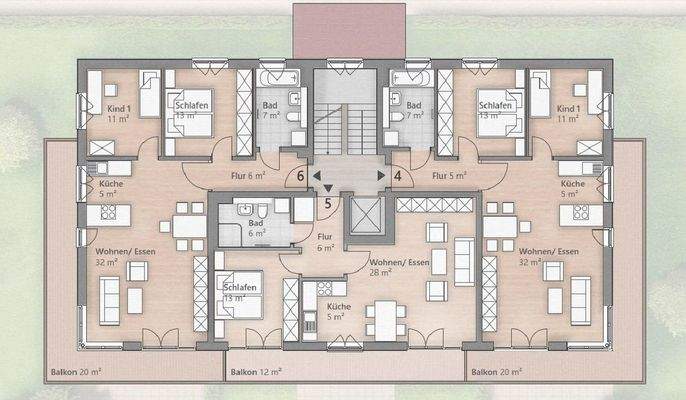 Gesamtes Obergeschoss im Haus 8